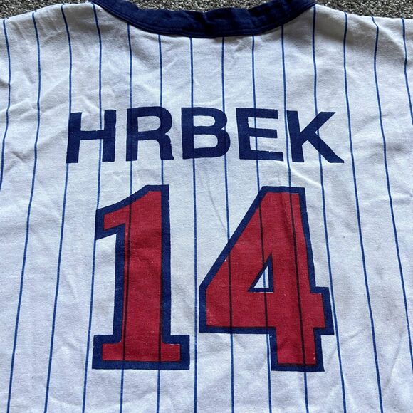 VINTAGE 80S KENT HRBEK #14 MINNESOTA TWINS STRIPED BASEBALL JERSEY SINGLE STITCH - Picture 5 of 8